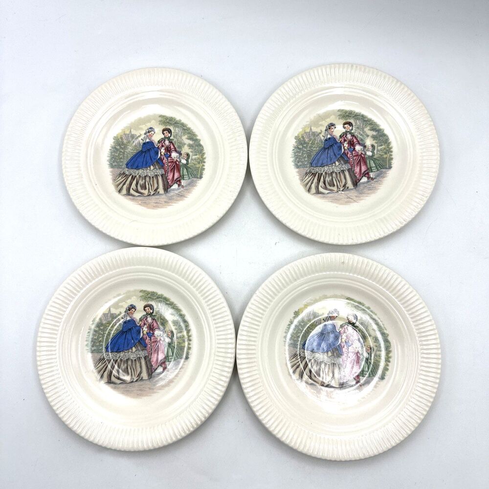 Set Of 4 Vintage Godey Prints By Salem China 6” Dessert Plates Victorian Ladies